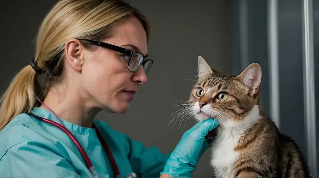 can adult cats eat kitten food - a vet examining a cat