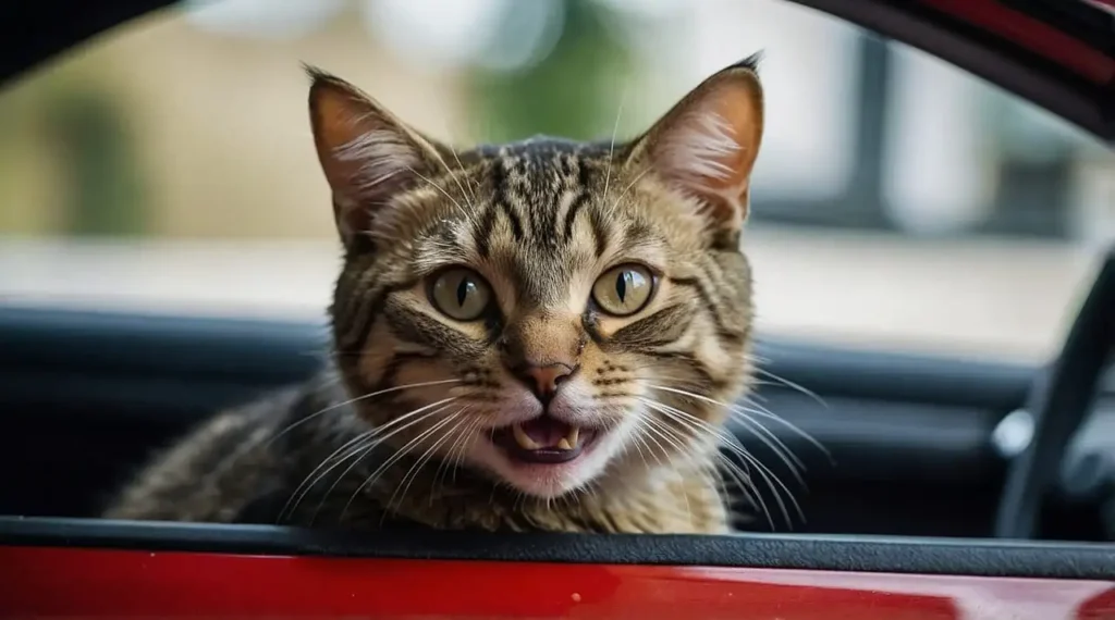 why is my cat panting in the car - worried cat