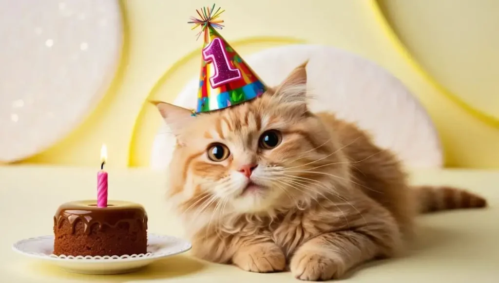 happy birthday cat images - cat with a birthday hat