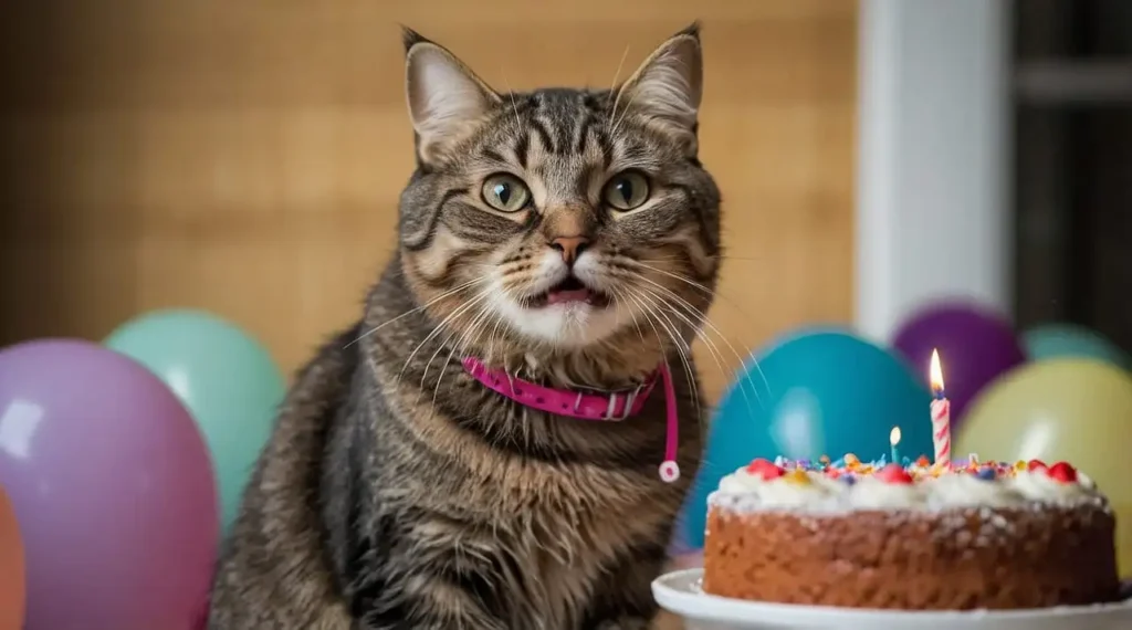 happy birthday cat images - cat birthay cake