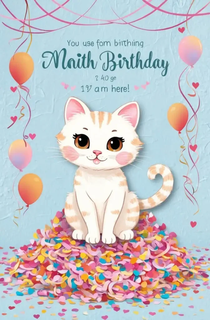 happy birthday cat images - personalized illustration