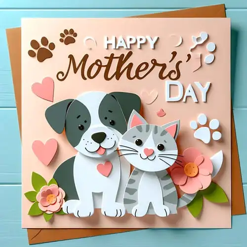 happy mothers day cat - cat with dog