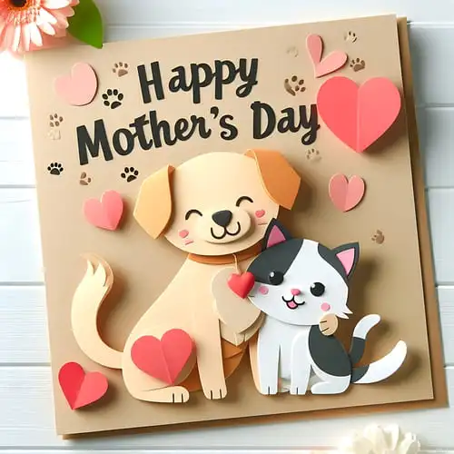 happy mothers day cat - dog with cat