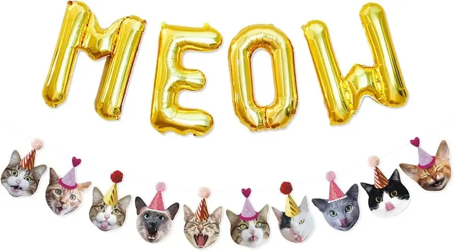 happy birthday cats - party decorations