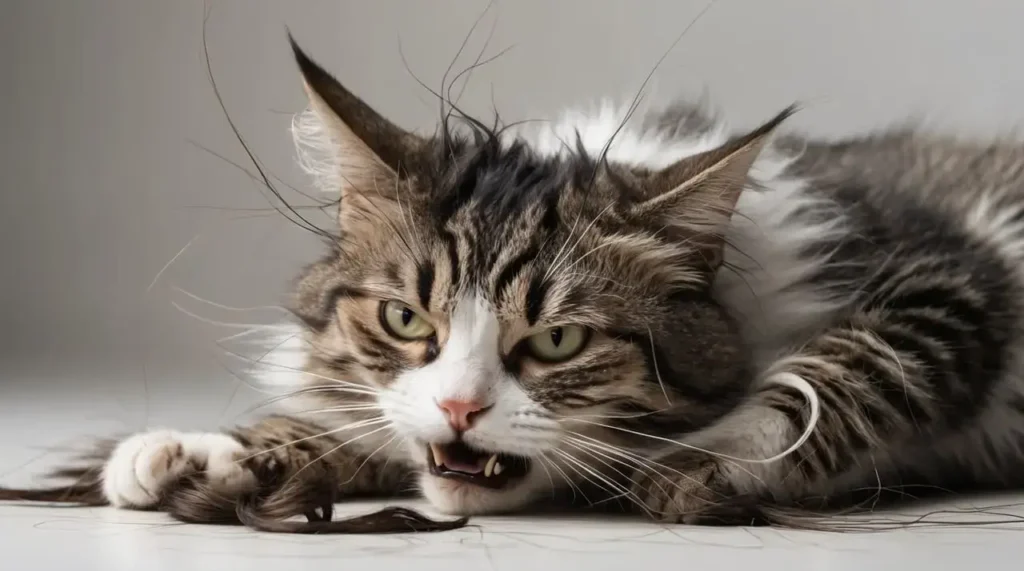 stress leads to the cat pulling hair out