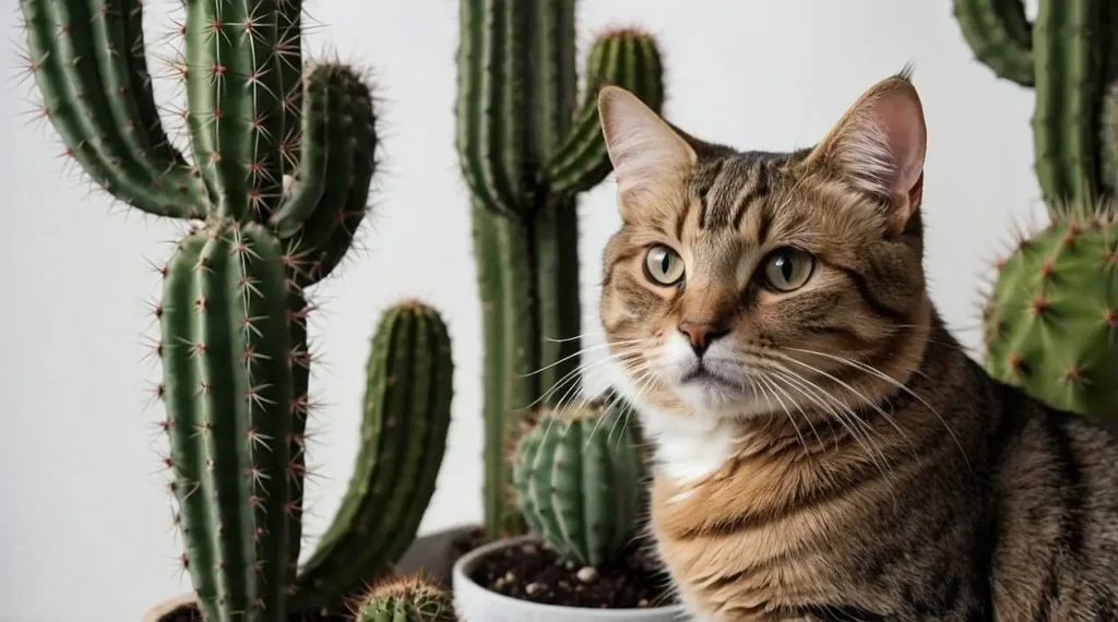 cactus cat tree and a cat