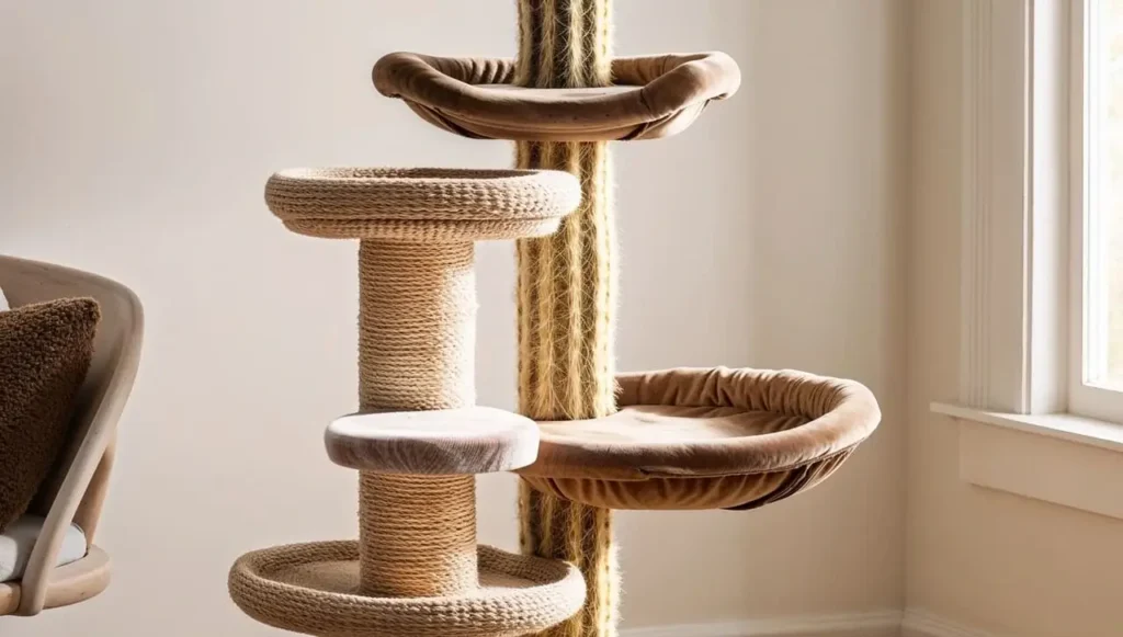 cactus cat tree as a scratching surface