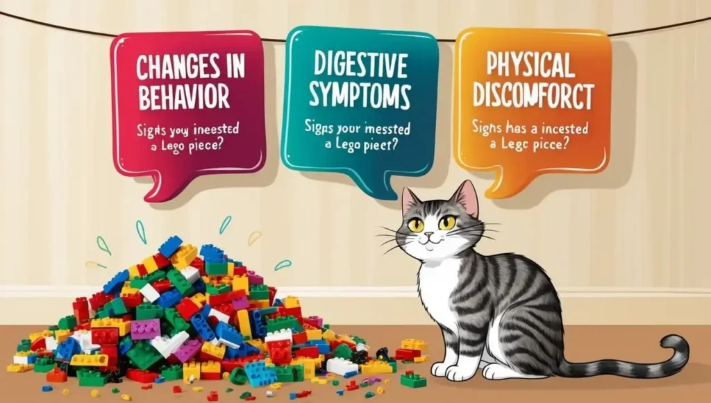 cat eating legos signs