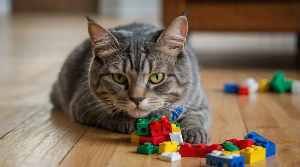 pica behavior and cat eating legos