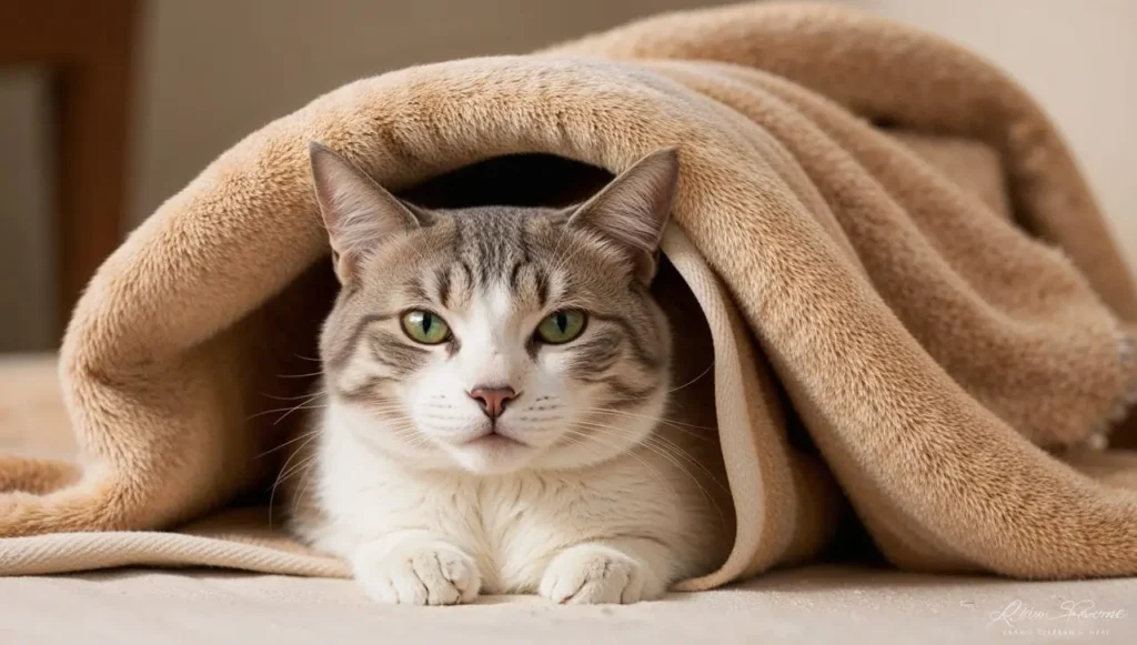 bathe a cat - cat in a towel