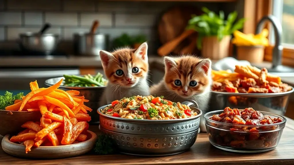 cat food for gassy kittens - two kittens with kitten food