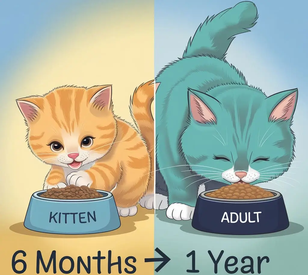 kitten feeding schedule - 6 months to 1 year