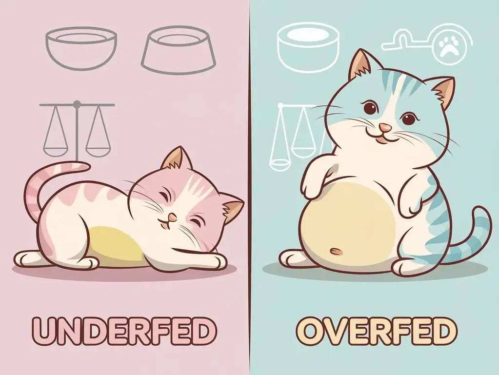 kitten feeding schedule - signs of underfeeding or overfeeding