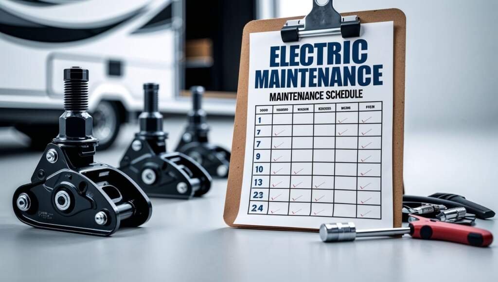 Seasonal maintenance schedule for truck camper electric jacks