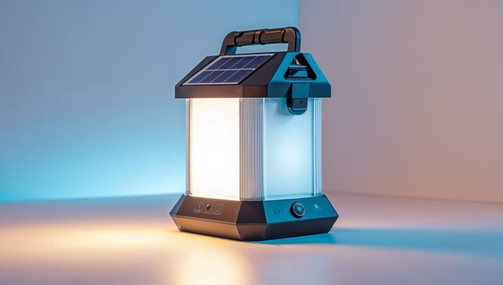 Portable powered solar travel lantern