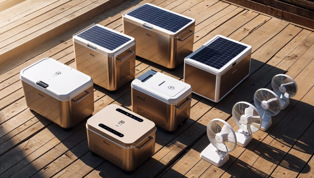 Solar-powered coolers, fridges, and fans