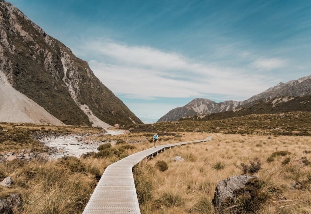Travel to New Zealand - New Zealand photo of a man walking on a boardwalk