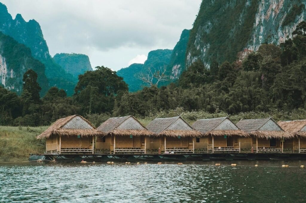 Eco-friendly hotel - huts on top of water